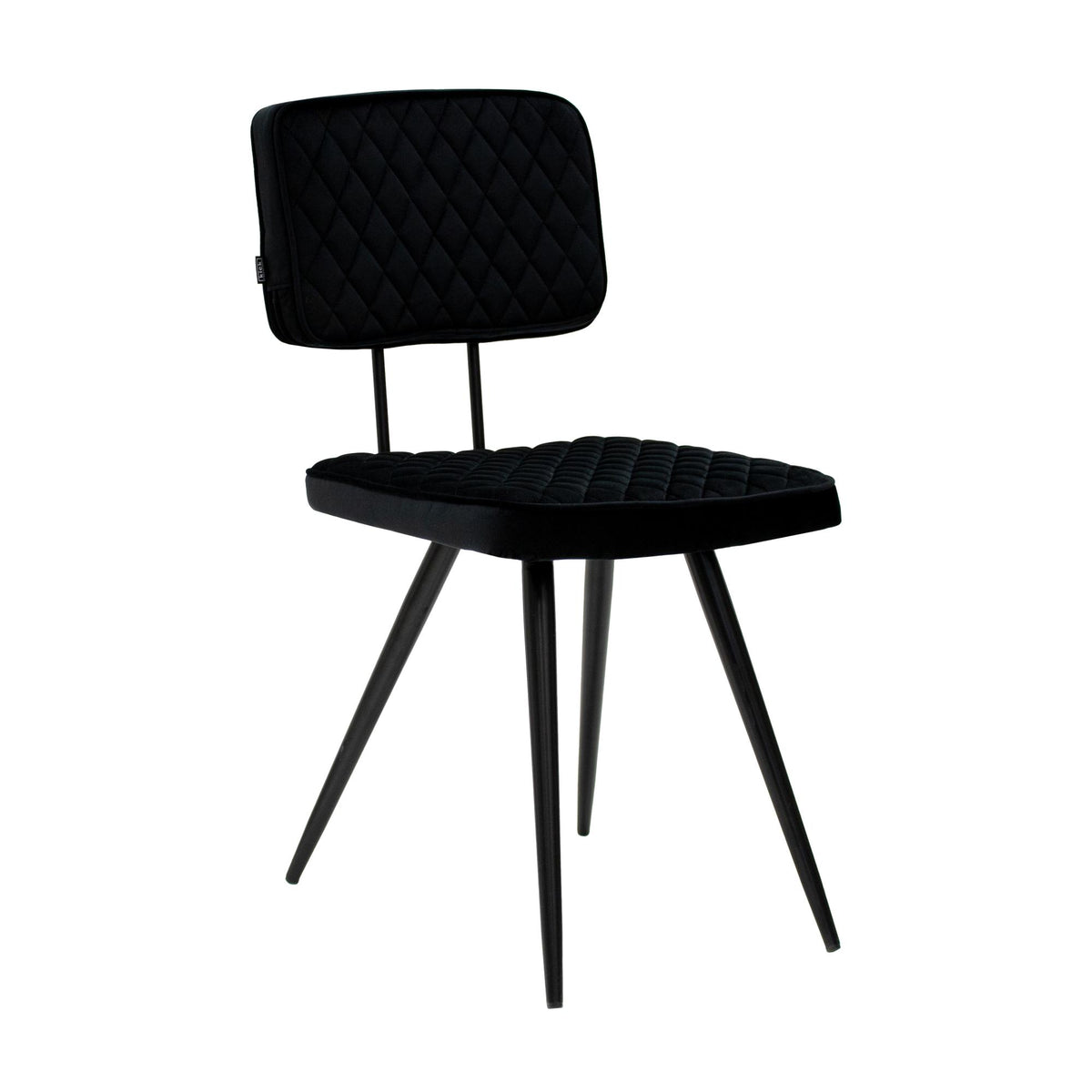 Esszimmerstuhl – Velvet Stoff, Rautensteppung, Schwarze Farbe - Toby | Kick