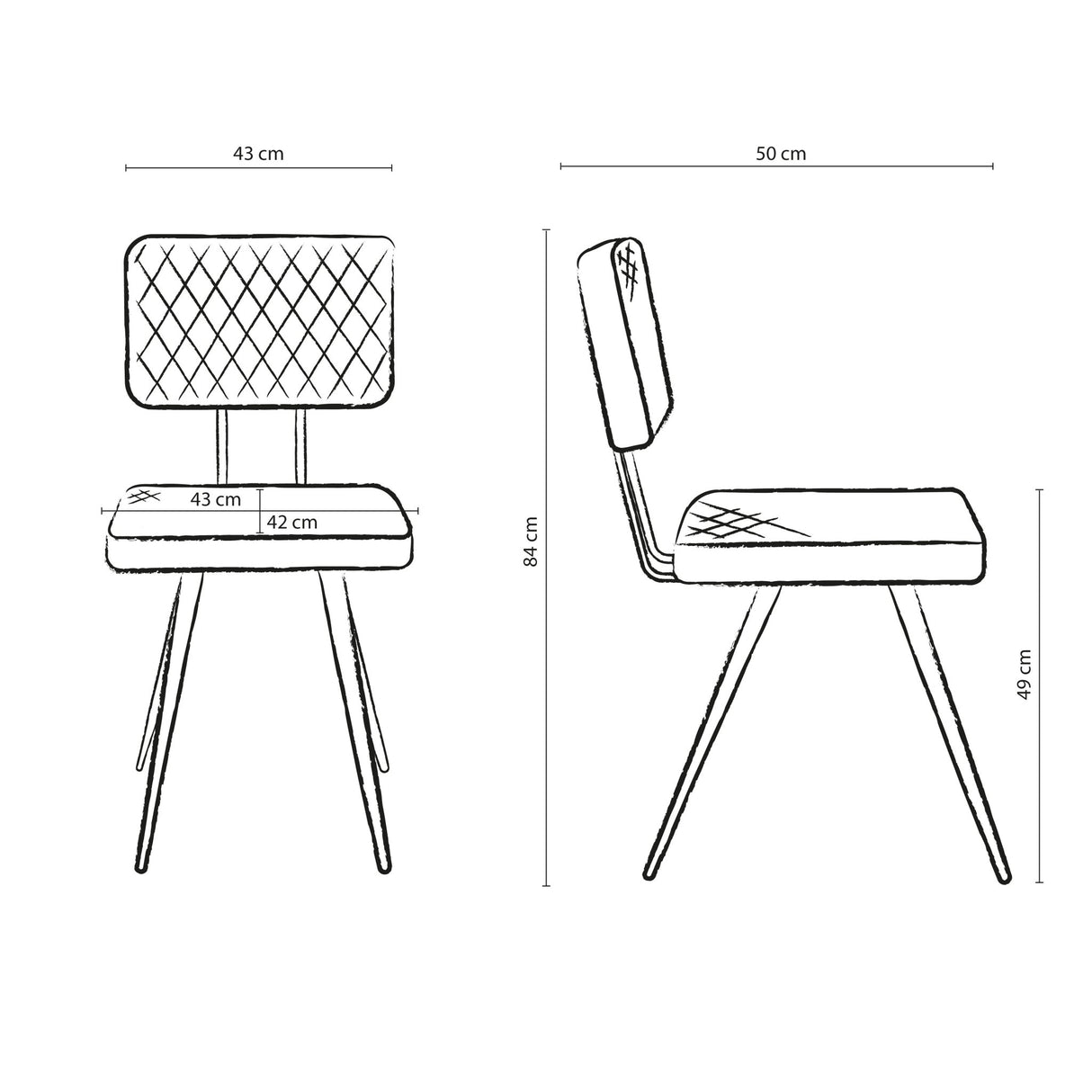 Dining Chair - Velvet Upholstery, Metal Frame, Ergonomic - Toby | Kick Collection
