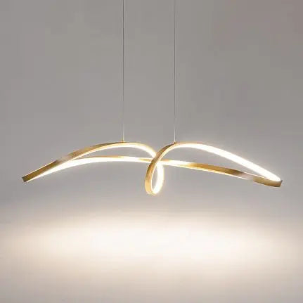 Pendant lamp made of gold-colored rectangular frame with crystal diffusers and LED – Curve | Maytoni