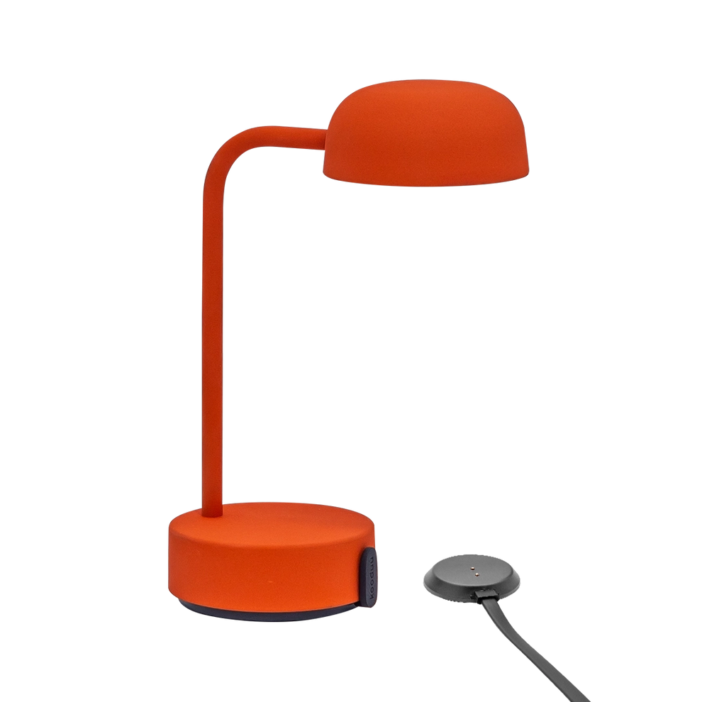 LED Table Lamp in Orange with Dimmable Lighting, Cordless Design, and Rechargeable Battery – Focus | Kooduu