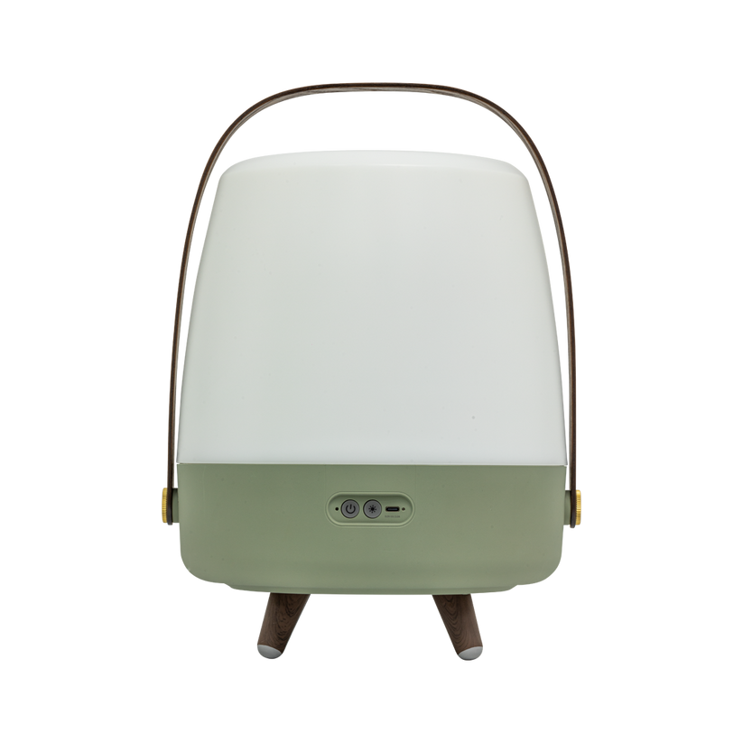 Polyethylene Loudspeaker Lamp with Wooden Handle and Brass Accents – Lite-up PLAY | Kooduu