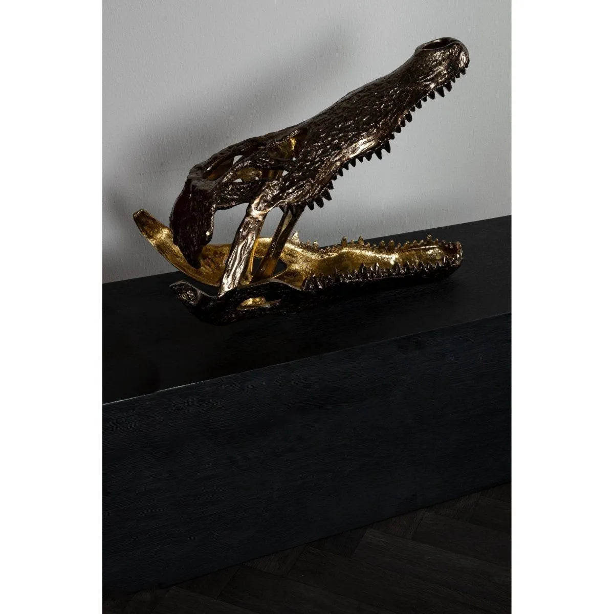 Skulptur – Krokodil-Design, Braunes Metall, Stehende Ausführung, S - Lizee | PTMD