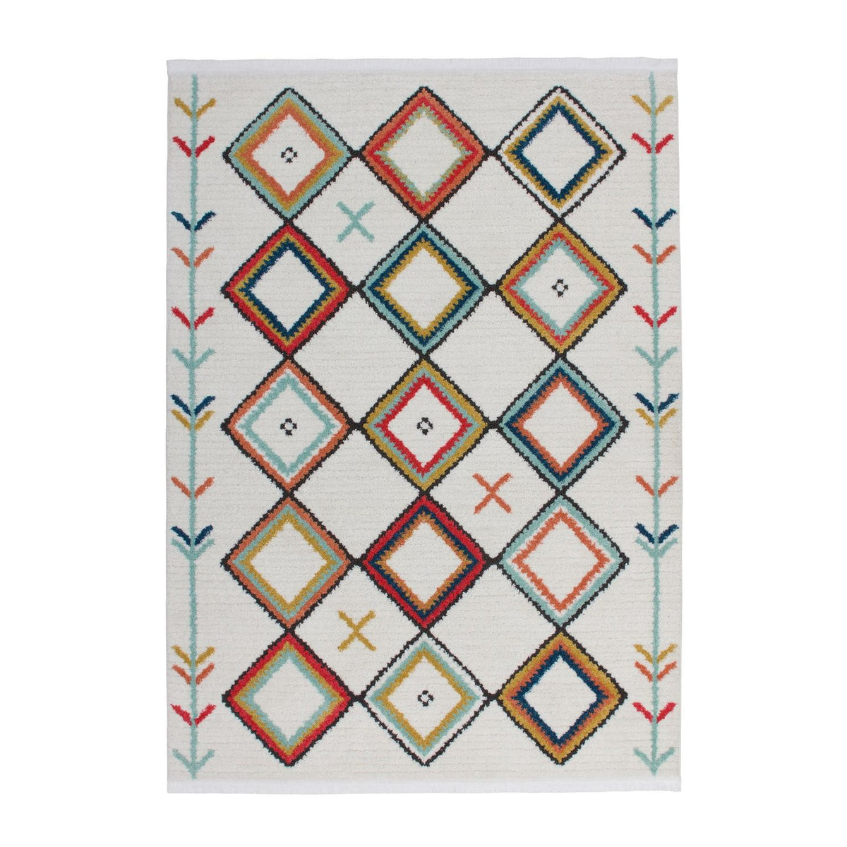 Teppich Trendiges Handgemaltes Ethno-Muster & Fransen ‐ Agadir 210 | Kayoom