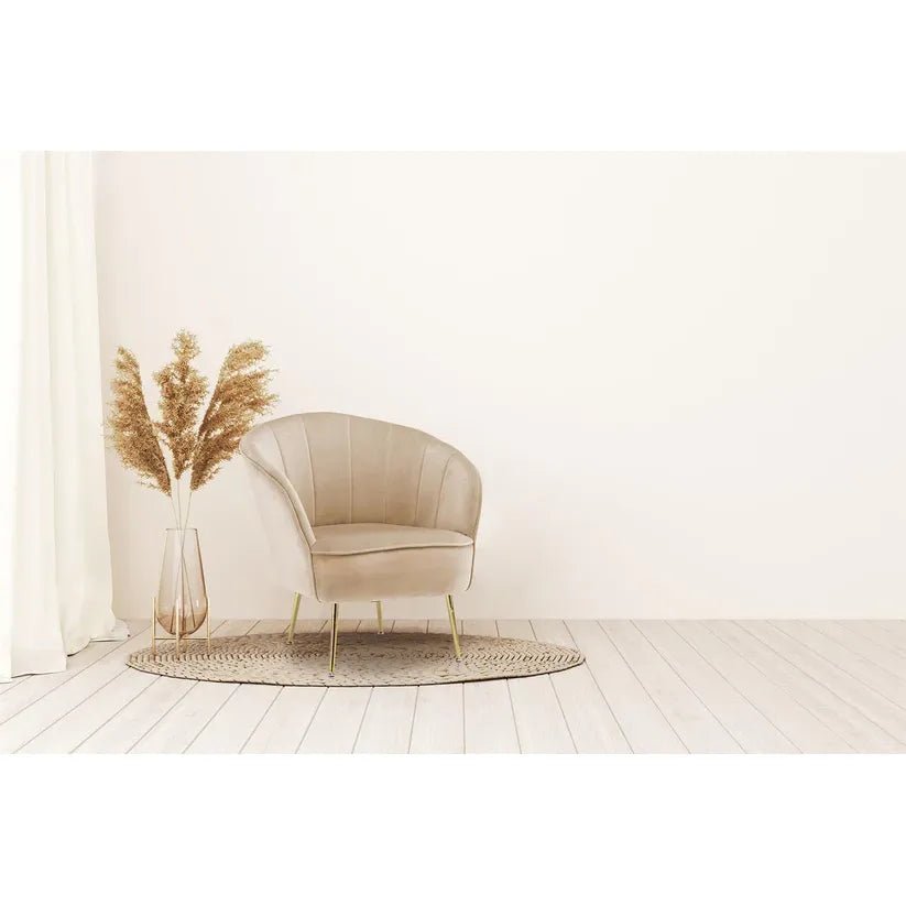 Sessel mit samtbezogenem Polster, Ziersteppung und Metallbeinen – Loulan 125 | Kayoom - Esszett Luxury | Stilvolles Wohnen mit Charakter