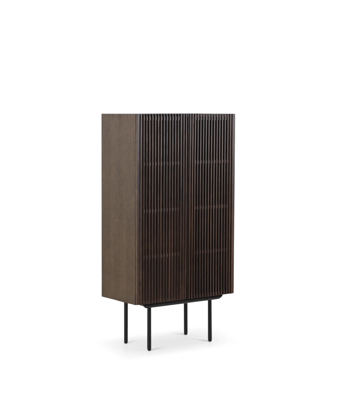 Highboard – Slanted Oak Lamella Design, Soft-Close Hinges, Adjustable Shelves – Louvre | Njordec