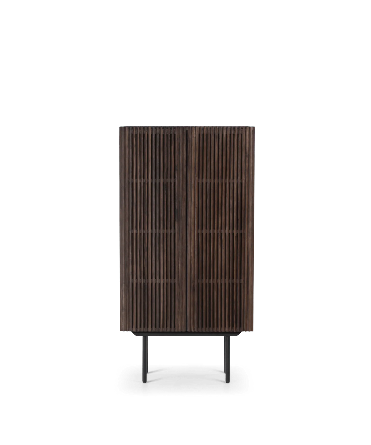Highboard – Slanted Oak Lamella Design, Soft-Close Hinges, Adjustable Shelves – Louvre | Njordec