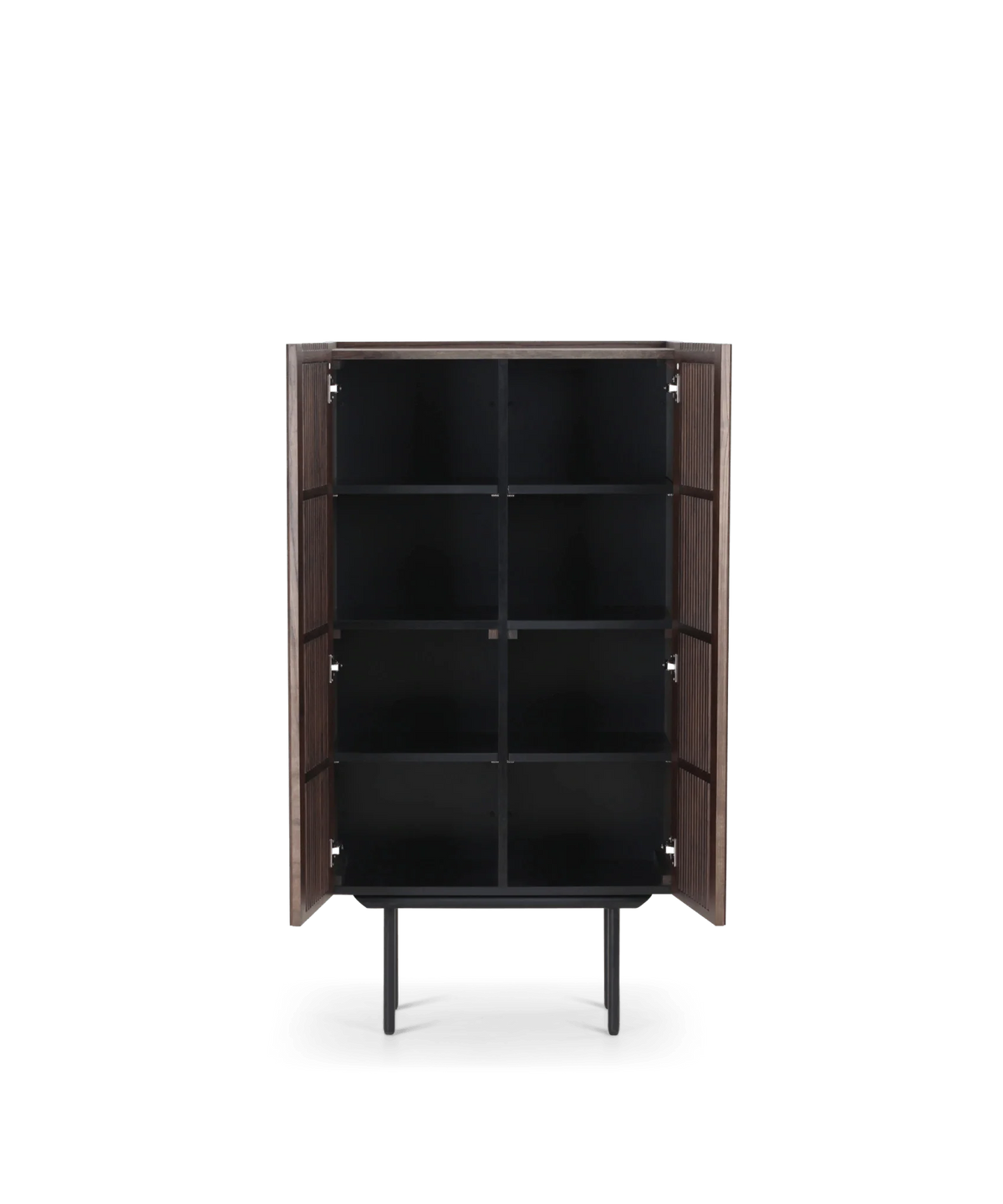 Highboard – Slanted Oak Lamella Design, Soft-Close Hinges, Adjustable Shelves – Louvre | Njordec