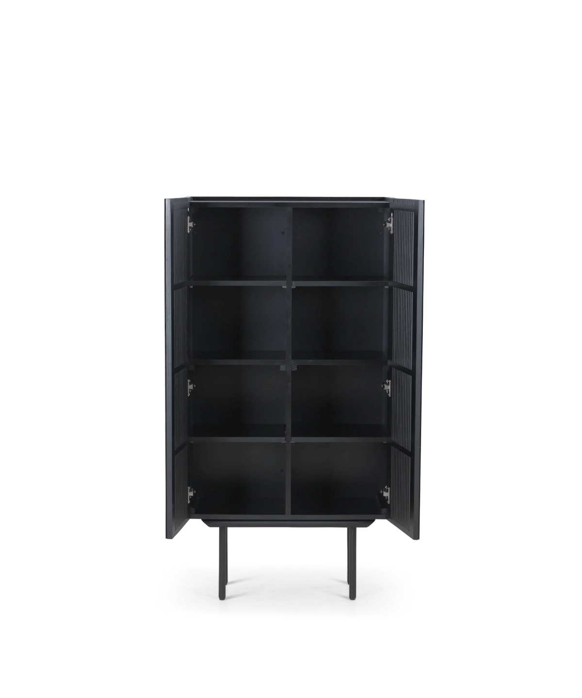 Highboard – Slanted Oak Lamella Design, Soft-Close Hinges, Adjustable Shelves – Louvre | Njordec