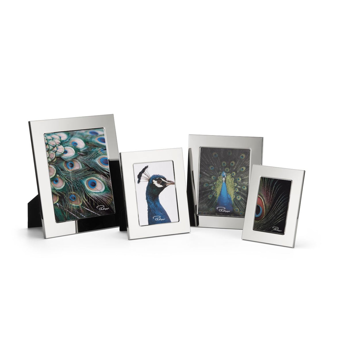 High-gloss nickel picture frame, real glass protection, vertical & horizontal display – Celeste | Philippi