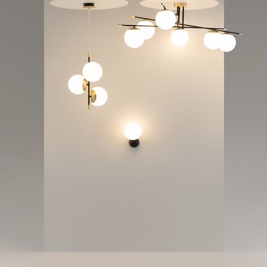Ceiling light gold-black opal glass shades 6×E14 – MOD048CL-06G | Maytoni