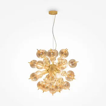 Pendant Lamp Brass-colored Metal Amber Glass Spheres Chandelier Design – Bolla | Maytoni