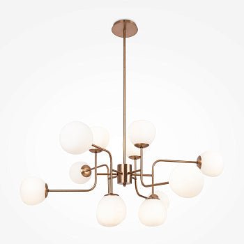 Chandelier in Messing - Metall Satiniertes Weißglas Höhenverstellbar – Erich| Maytoni - Esszett Luxury | Stilvolles Wohnen mit Charakter