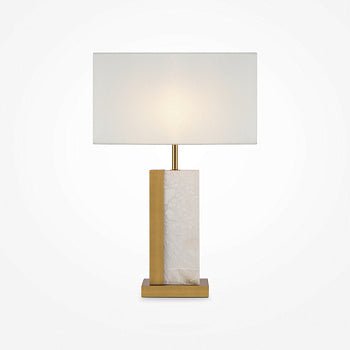 Tischleuchte Rechteckiger Alabaster - Keramikfuß Messing - Finish & Stoffschirm – Bianco | Maytoni - Esszett Luxury | Stilvolles Wohnen mit Charakter