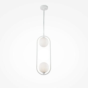 Pendelleuchte mit weißem Metallrahmen und satinierten Glasschirmen im modernen Design – Ring | Maytoni - Esszett Luxury | Stilvolles Wohnen mit Charakter