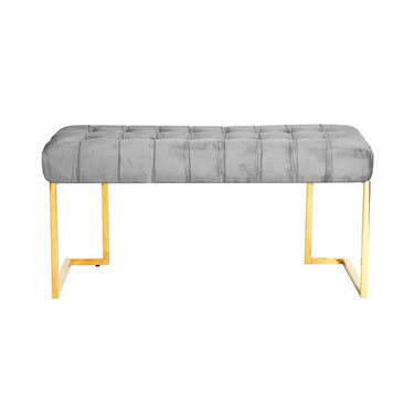 Hocker samtiger Polyesterbezug Zierknopf - Steppung & goldenes Edelstahlgestell – Rarity 225 | Kayoom - Esszett Luxury | Stilvolles Wohnen mit Charakter