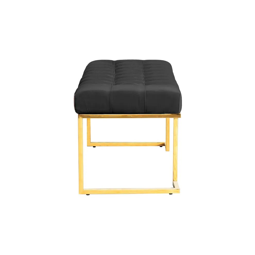 Hocker mit Samtbezug, Knopfheftung & goldenem Edelstahlgestell – Rarity 225 | Kayoom - Esszett Luxury | Stilvolles Wohnen mit Charakter