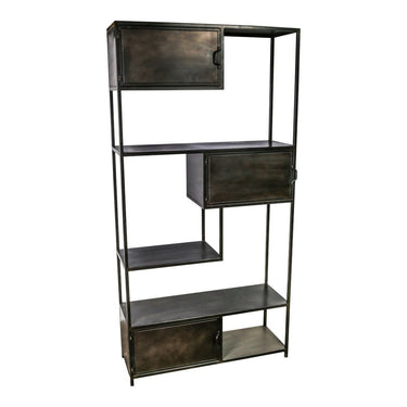 Regal - Duana Playful 100.0 x 35.0 x 198.0 cm Schwarz 1 von PTMD - Esszett Luxury | Stilvolles Wohnen mit Charakter