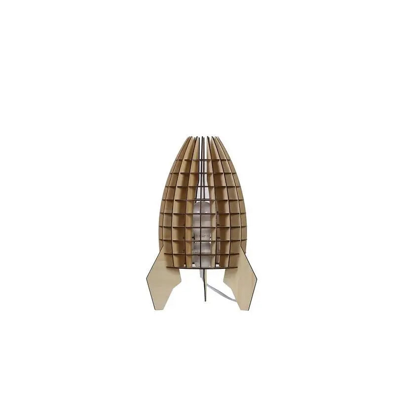 Tischleuchte – Raketenform Design, Natürliches Holz, Offene Struktur - Aviator | Kayoom