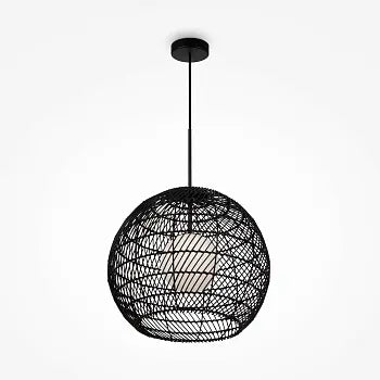 Pendant light black basket shade white glass diffuser & modern design – Cane | Maytoni