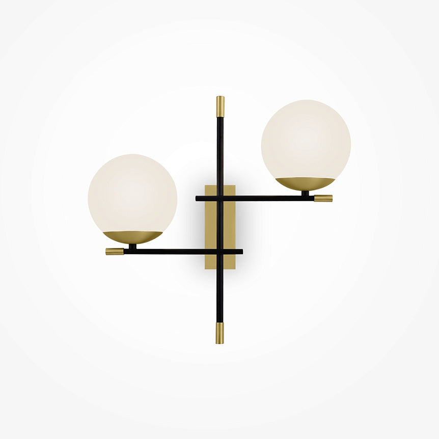 Wall light with black and gold finish and white opal glass shade – Nostalgia | Maytoni