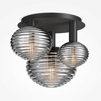 Deckenleuchte mit schwarzem Metallgestell, 3×E14 - Fassung und 40 W – Reels | Maytoni - Esszett Luxury | Stilvolles Wohnen mit Charakter