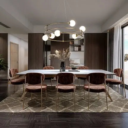 Pendant Lamp Matte Gold Metal Frame 6 Glass Shades 6×G9 40W – Balance | Maytoni