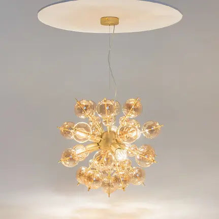 Pendant Lamp Brass-colored Metal Amber Glass Spheres Chandelier Design – Bolla | Maytoni