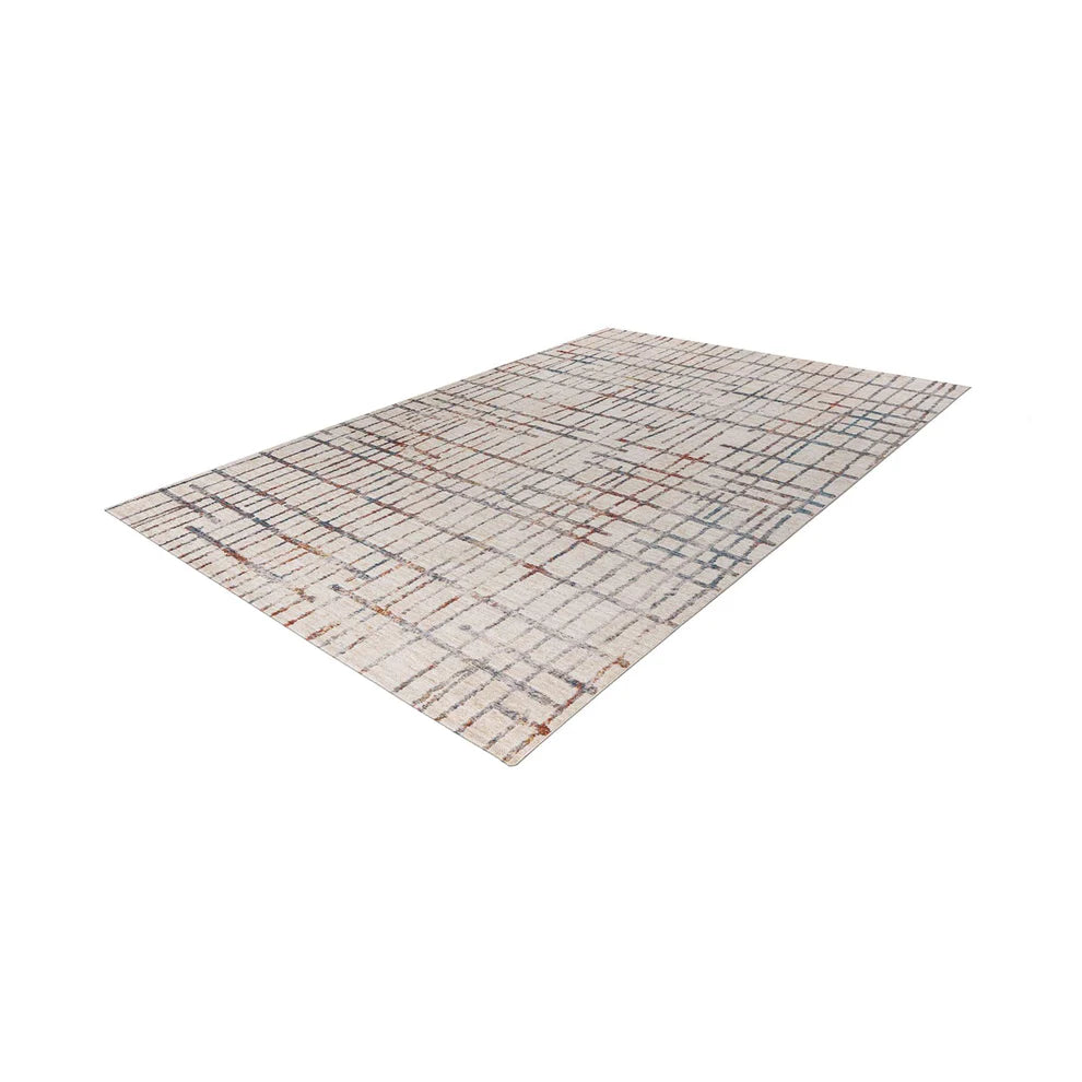 Teppich – Polyester Oberfläche, Geometrisches Raster Muster, Creme Farbe, 80 x 150 cm - Jaka 225 | Kayoom