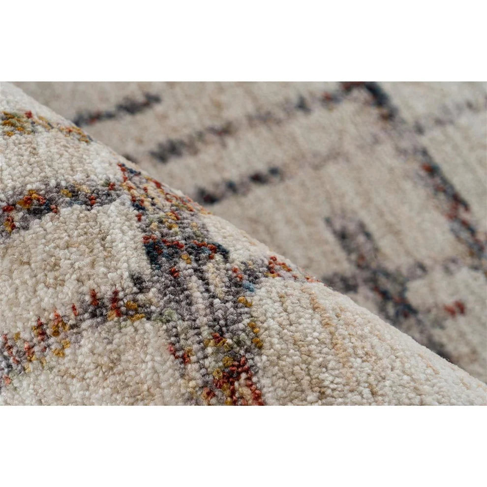 Teppich – Polyester Oberfläche, Geometrisches Raster Muster, Creme Farbe, 80 x 150 cm - Jaka 225 | Kayoom