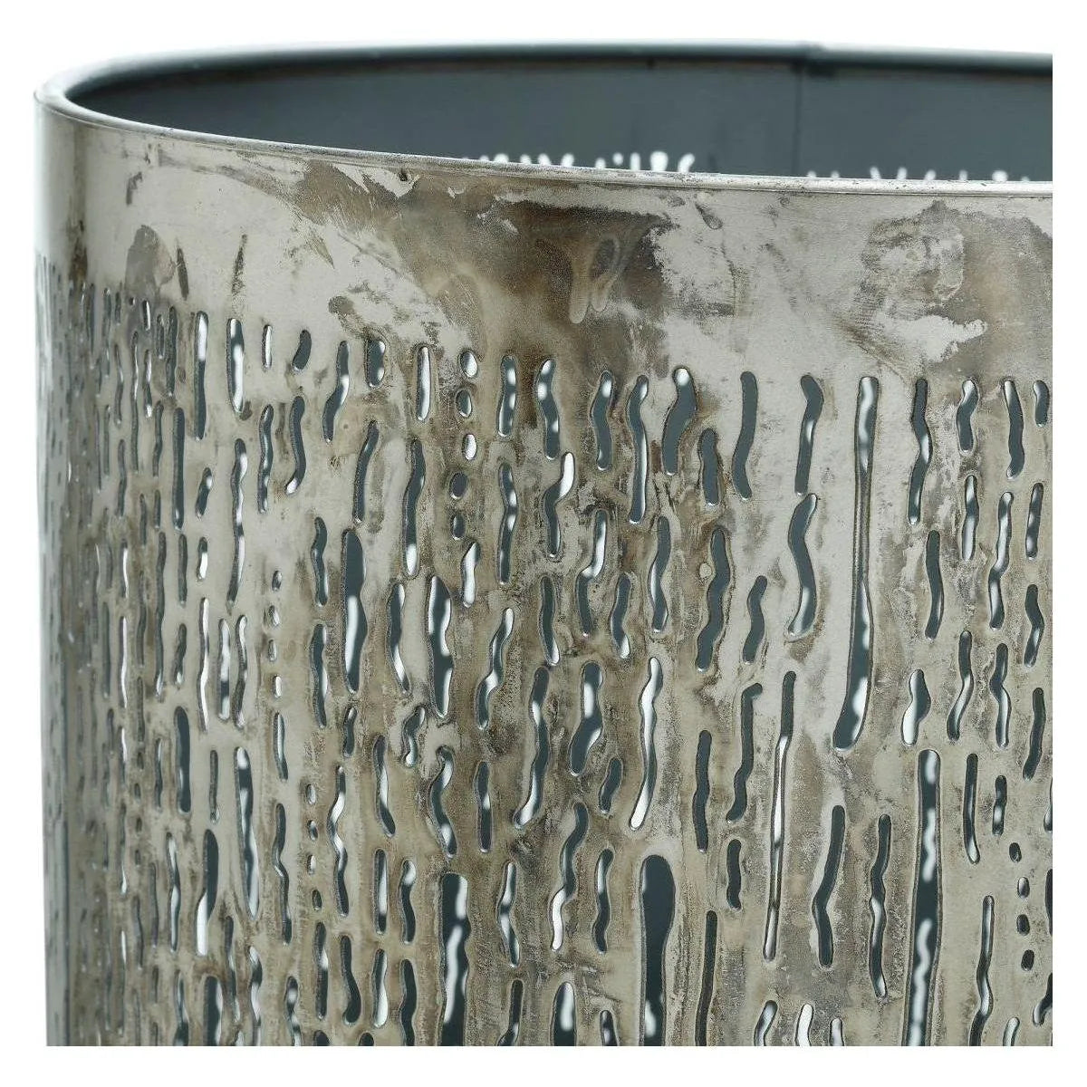 Stehleuchte – Graues Eisen, Antike Optik, Perforiertes Design, L - Shavi | PTMD