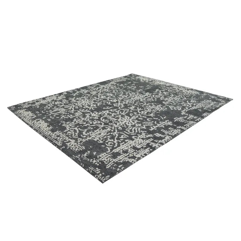 Teppich – Grau Anthrazit, Jacquardgewebe, Baumwollmix 170 cm - River 130 | Kayoom
