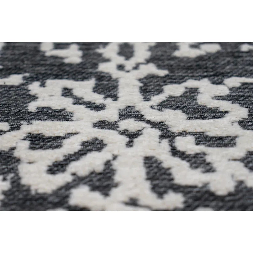Teppich – Grau Anthrazit, Jacquardgewebe, Baumwollmix 170 cm - River 130 | Kayoom