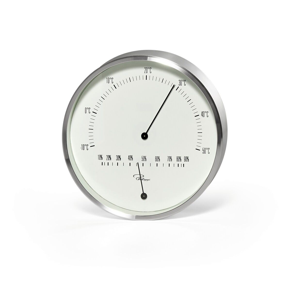 Thermometer & Hygrometer Aluminium mit Diamantschliff, Wartungsfreie Mechanik & Wand-/Tischaufstellung – Tempus | Philippi