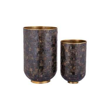 Topf - Loder Gold Horn shiny handbesetzt mit Büffelhorn (Set aus 2) von PTMD - Esszett Luxury | Stilvolles Wohnen mit Charakter