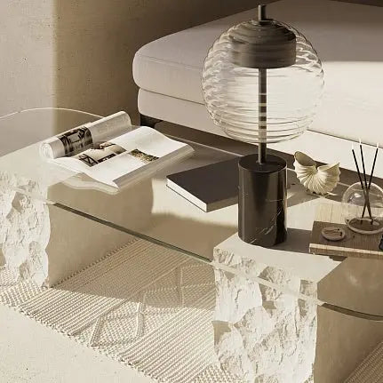 Table Lamp Black Marble Base Embossed Glass Sphere & Elegant Design – Mystic | Maytoni