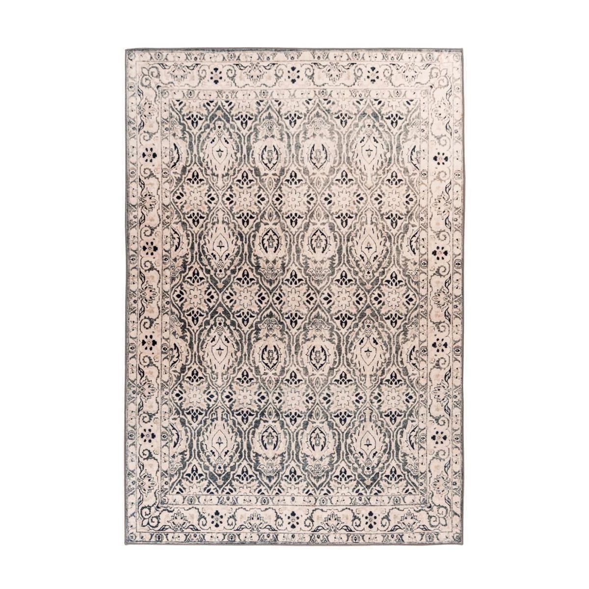 Teppich – Ornamentales Muster, Beige Farbgebung, Bordüren Design, 80 x 150 cm - Saphira 300 | Kayoom