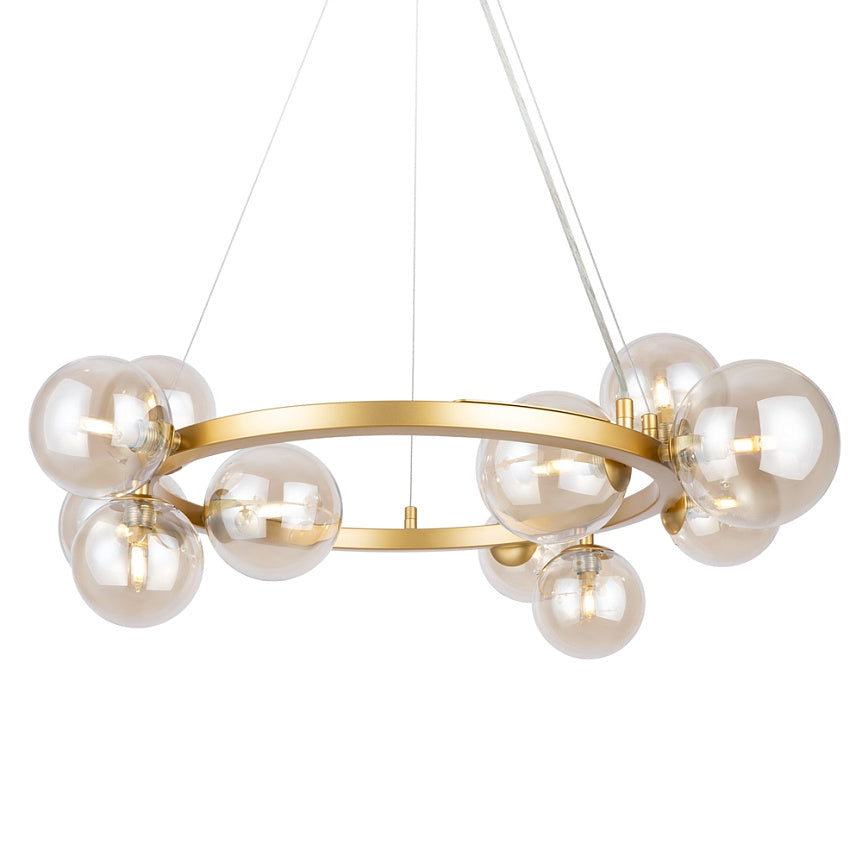Pendant lamp with gold-colored metal frame and white glass in a modern design – Dallas | Maytoni