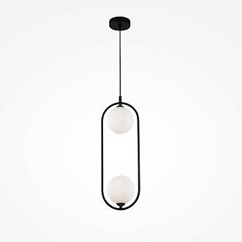 Pendelleuchte mit schwarzem Metallrahmen und satinierten Glasschirmen im modernen Design – Ring | Maytoni - Esszett Luxury | Stilvolles Wohnen mit Charakter