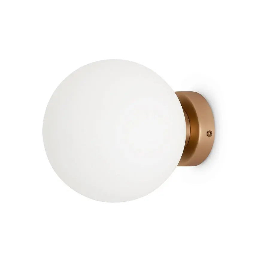 Wall Lamp Matte Gold, Metal Frame, Matte White Glass Sphere Shade – Basic form | Maytoni