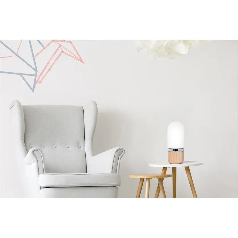 Leuchten Milchglas Holzfuß Warmweiß - Schimmer – Ganro 400 | Kayoom - Esszett Luxury | Stilvolles Wohnen mit Charakter