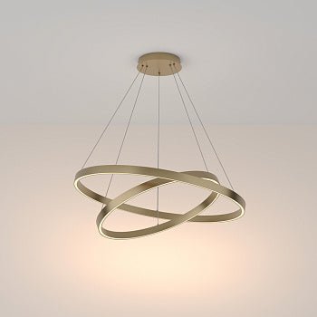 Pendelleuchte mit Messing - Finish, 800 mm Durchmesser, integrierter LED 88 W, 5200 lm, 3000 K, höhenverstellbar, IP20 – Rim | Maytoni - Esszett Luxury | Stilvolles Wohnen mit Charakter