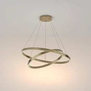 Pendant light with brass finish, 800 mm diameter, integrated LED 88 W, 5200 lm, 3000 K, height adjustable, IP20 – Rim | Maytoni