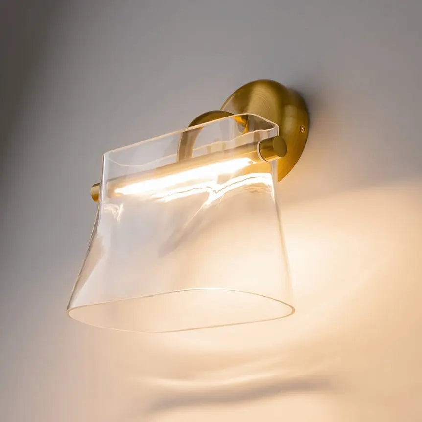 Brass wall light, metal base, transparent glass sphere, integrated 8W LED 3000K – Cabaret | Maytoni