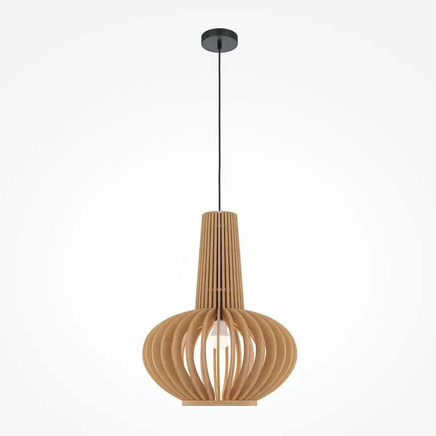Pendant Lamp Black Metal & Wood Modern Design & Integrated LED – Roots | Maytoni