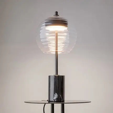 Table Lamp Black Marble Base Embossed Glass Sphere & Elegant Design – Mystic | Maytoni
