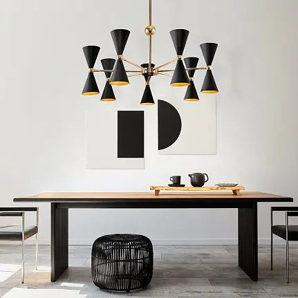Vesper | Maytoni Pendant light with adjustable rotating arms and black and gold finish in a modern design