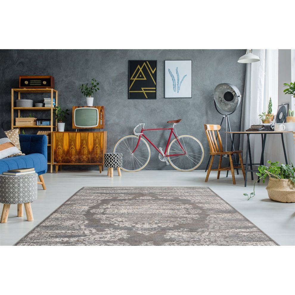 Rug Vintage Design Short Pile Polyester, Easy Care, Non-Slip – Baroque 825 | Kayoom