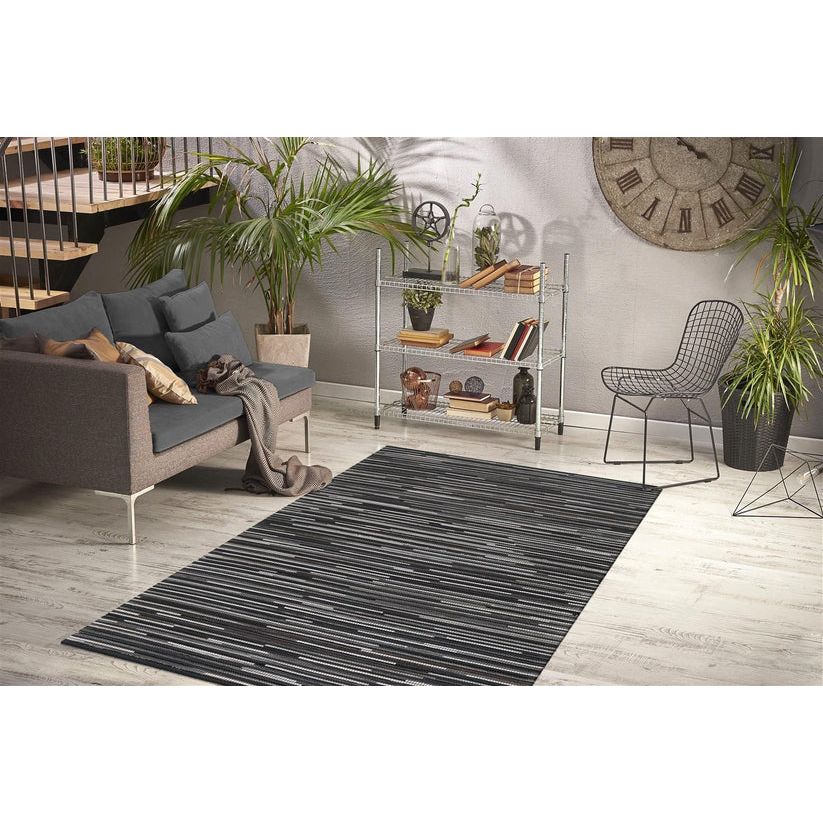 Patchwork-design rug with leather content & easy-care surface – Wild 8023 | Kayoom