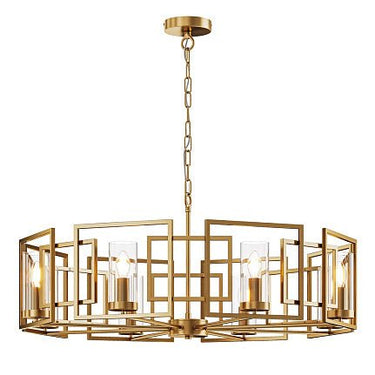 Pendelleuchte mit geometrischem Gold - Metallrahmen und Klarglas - Diffusoren im modernen Design – Bowi | Maytoni - Esszett Luxury | Stilvolles Wohnen mit Charakter