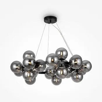 Pendant lamp with black metal frame and smoke-colored glass spheres in a modern design - Dallas | Maytoni